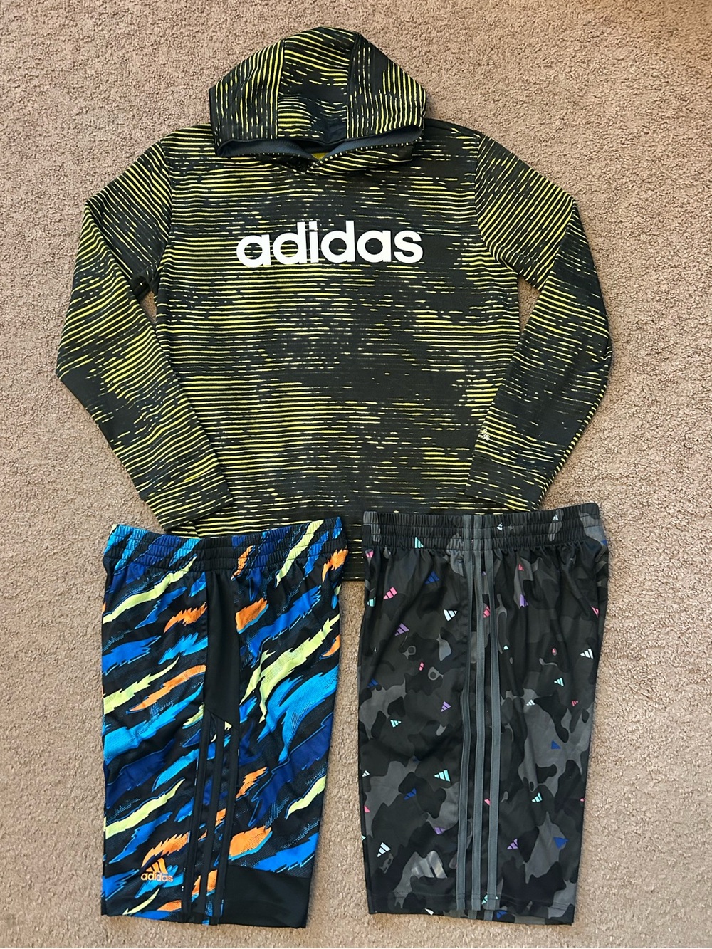 Lot Adidas Boys Athletic Shorts Hoodie size L 14 16